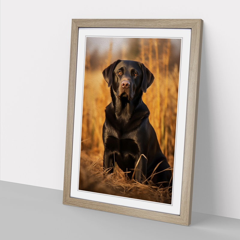 Labrador Retriever Symbolism - Single Picture Frame Print on Wood, Oak Framed, 64cm H x 46cm W x 2cm D