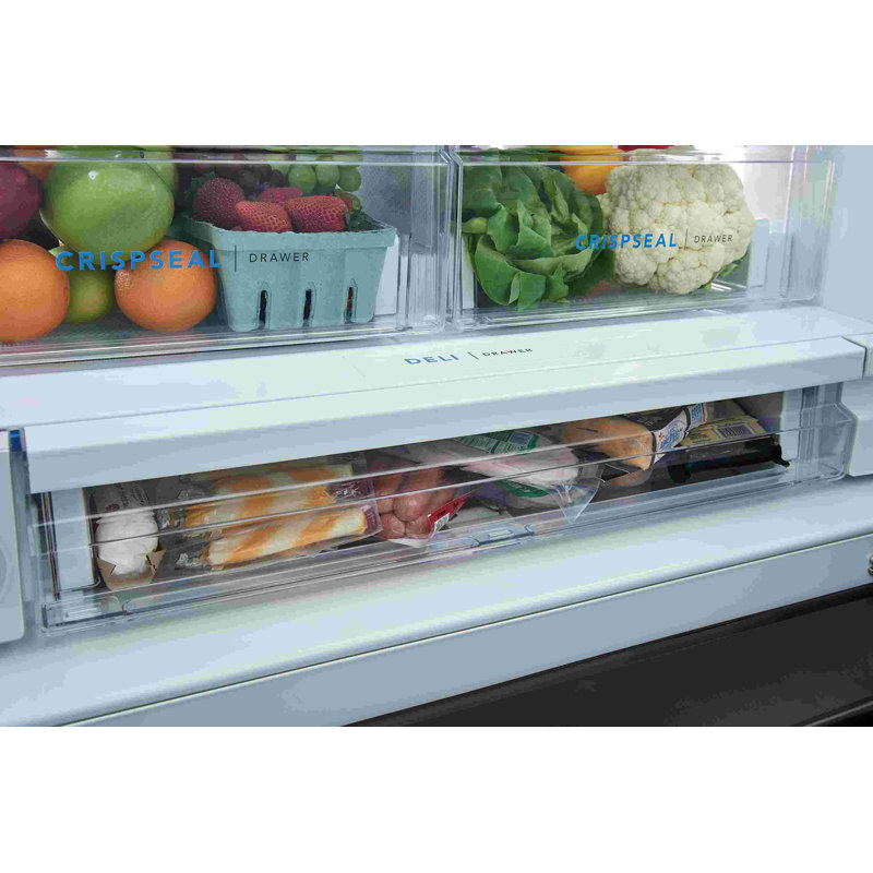 36" Black Stainless Steel French Door Refrigerator with Ice Maker