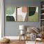 Mid-Century en forme de Tripyth vert, ovales multicolores abstraits, Mid-Century moderne, impression sur toile encadrée, 3 pièces, décoration murale-119385094-90847642