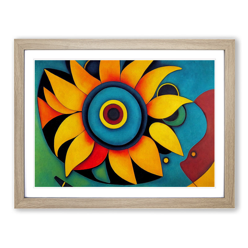 Abstract Sunflower Vol.1 - Framed Print, 25cm H x 34cm W x 2cm D, Oak Framed