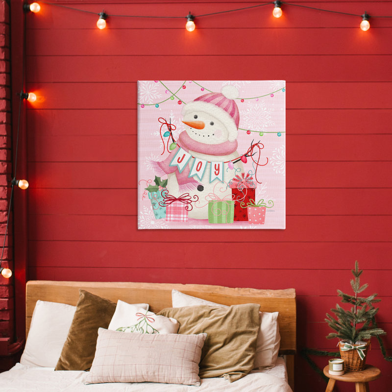 «Pink Snowman Joy», toile par Nicole Tamarin, H 30 po x l 30 po