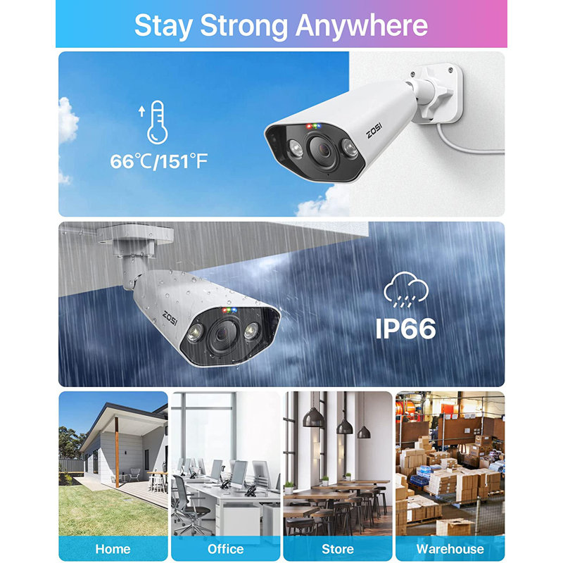 8CH 5MP Outdoor POE Security Camera System with Spotlight, Colour Night Vision, 2-Way Audio, 2TB HDD, White