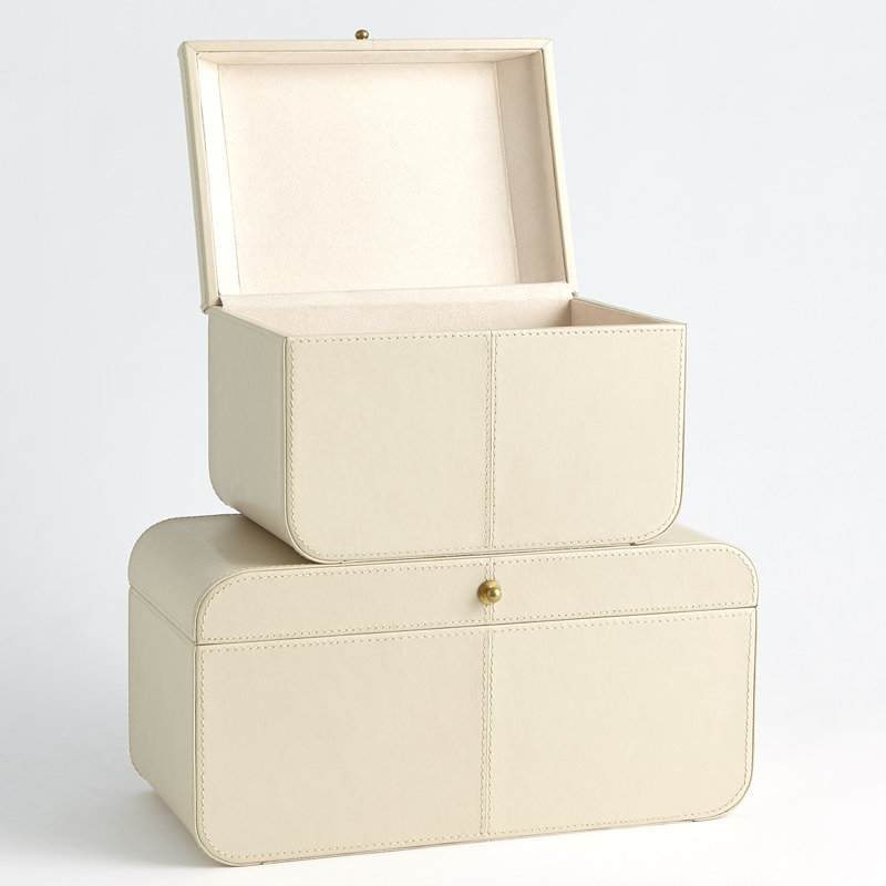 Curved Corner Box-Light Grey-Sm, Ivory, 6.75" H x 9.5" W x 6.75" D