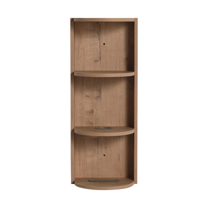 12" Bathroom Wall-Mounted Storage Rack, Imitative Oak