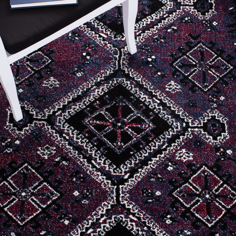 Tapis mauve / noir Drummans Southwestern, Rectangle 6 pi 7 po x 9 pi