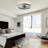 20" Modern Black Low Profile Caged Dimmable Ceiling Fan With Led Light Remote And App Control Reversible Dc Motor-201670310