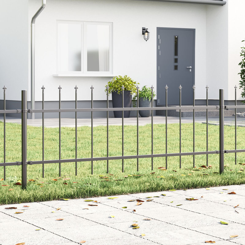 Clôture de jardin en acier thermolaqué gris 5,58 x 1,97 pi vidaXL