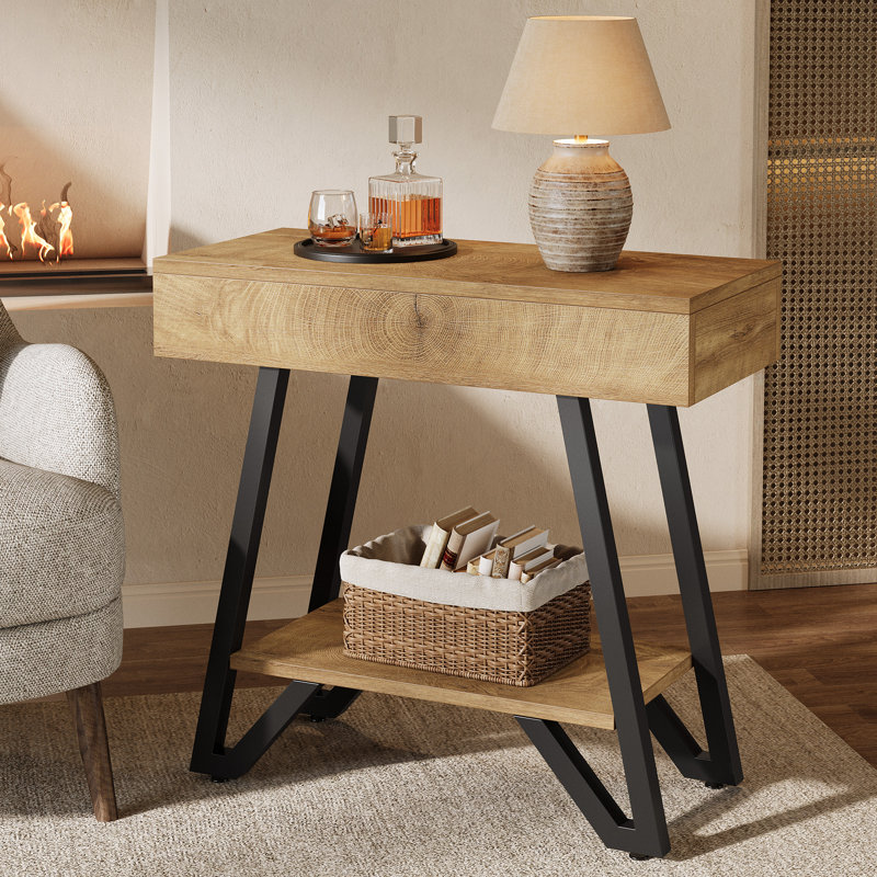 Table de bout pour salon, canapé-lit étroit à 2 niveaux avec rangement