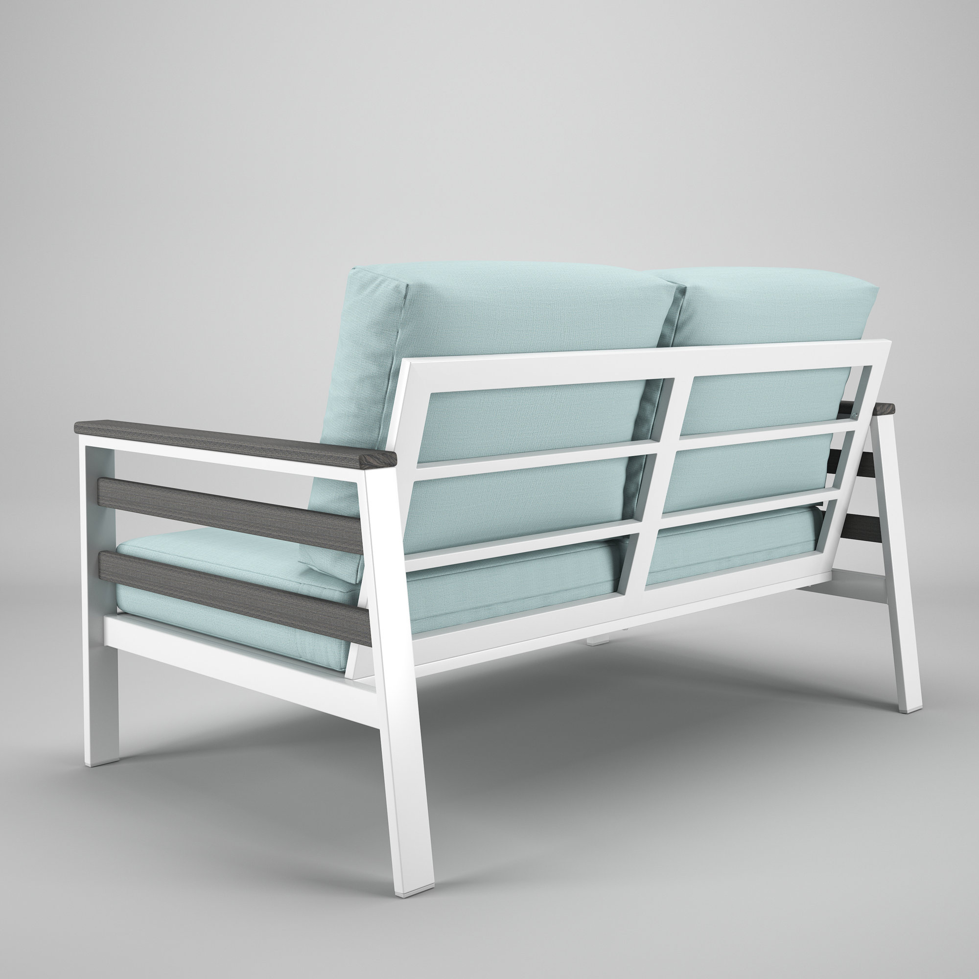 Townsend Metal Outdoor Loveseat With Sunbrella Cushion, Bliss Dew