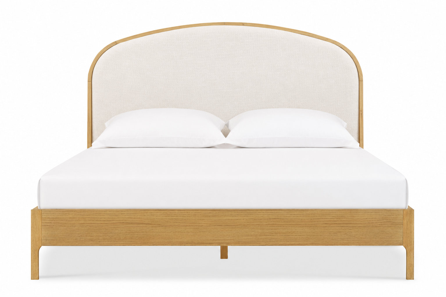 Seabrook Wood Bed with Upholstered Headboard, Brown, King