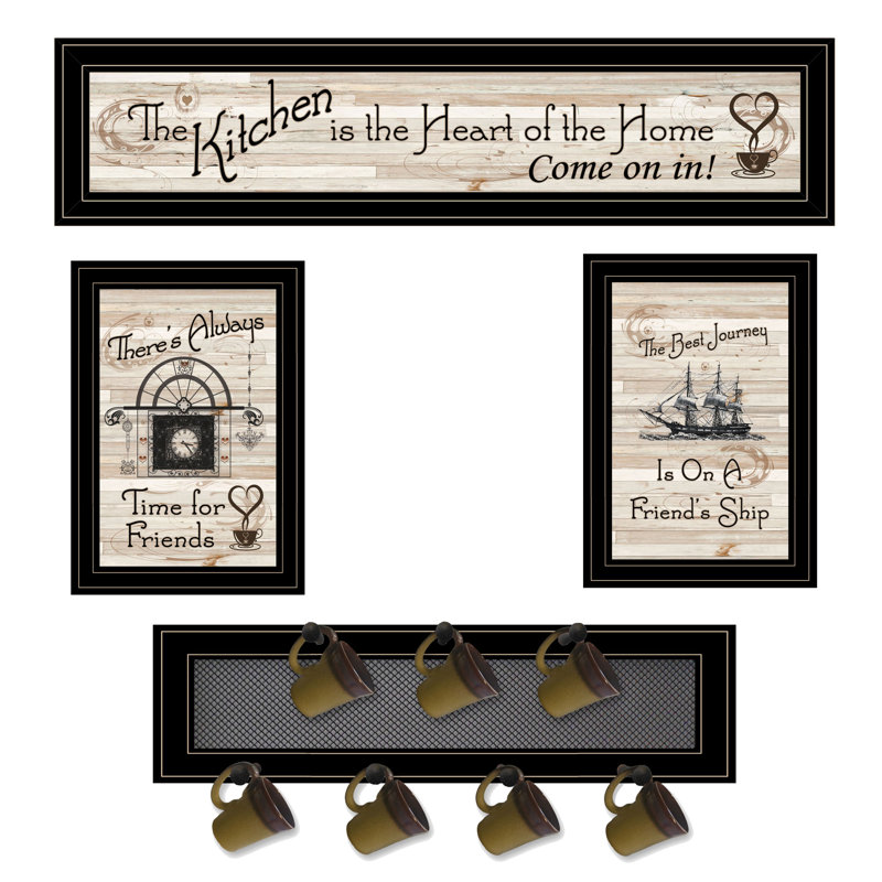 " Kitchen " 4 - Pieces, Black Framed