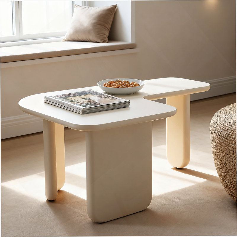 Table basse en L, table basse, table d'appoint pour salon, Blanc