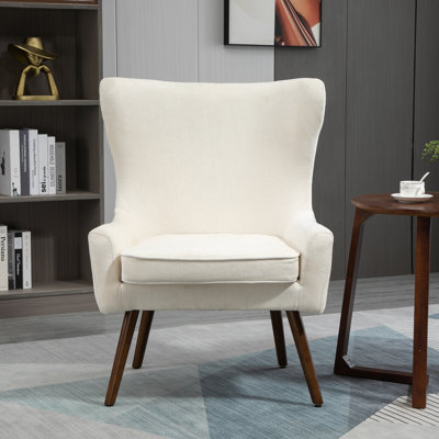 Elegant Ivory 28" W x 38" H x 30" D Wingback Accent Chair for Comfort and Style