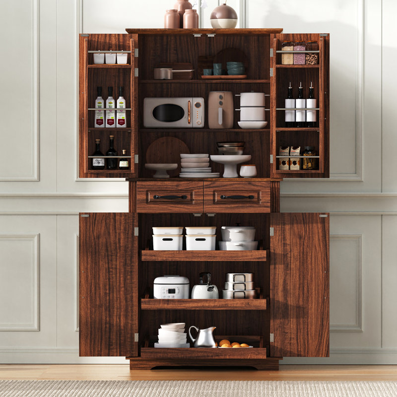 Armoire garde-manger 72 "avec tablettes et tiroirs Ruben, Noyer