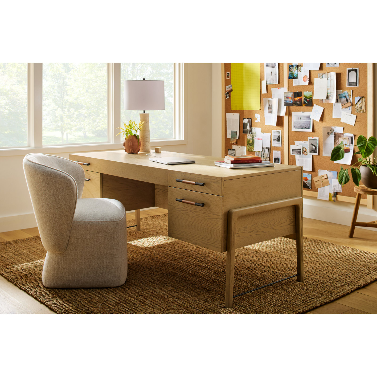 Niha Swivel Upholstered Dining Chair, Nathan Hemp Tweed