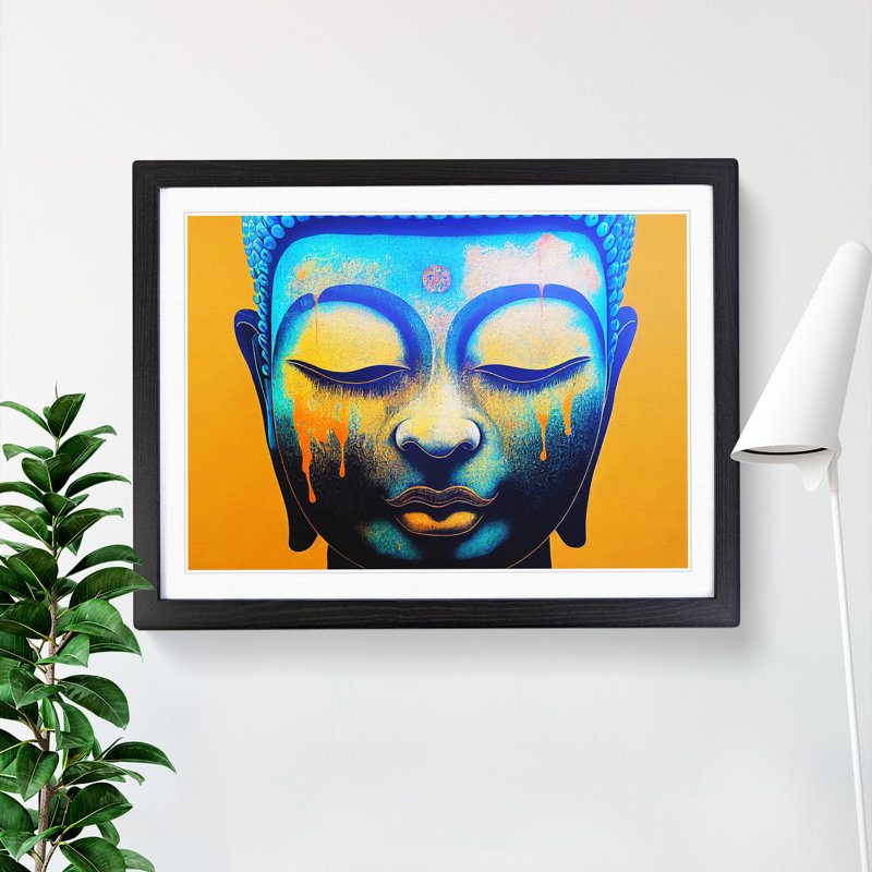 XH1022-6564X Paint Drip Buddha Vol.1 - Single Picture Frame Print, Black, 46cm H x 64cm W