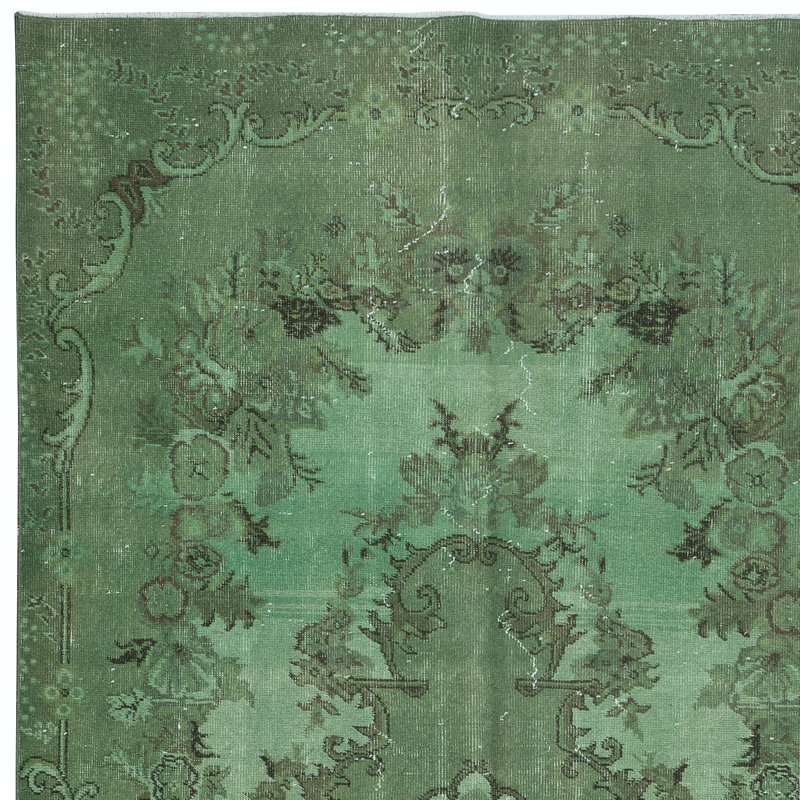 Tapis turc exquis vert 5 x 9 pi