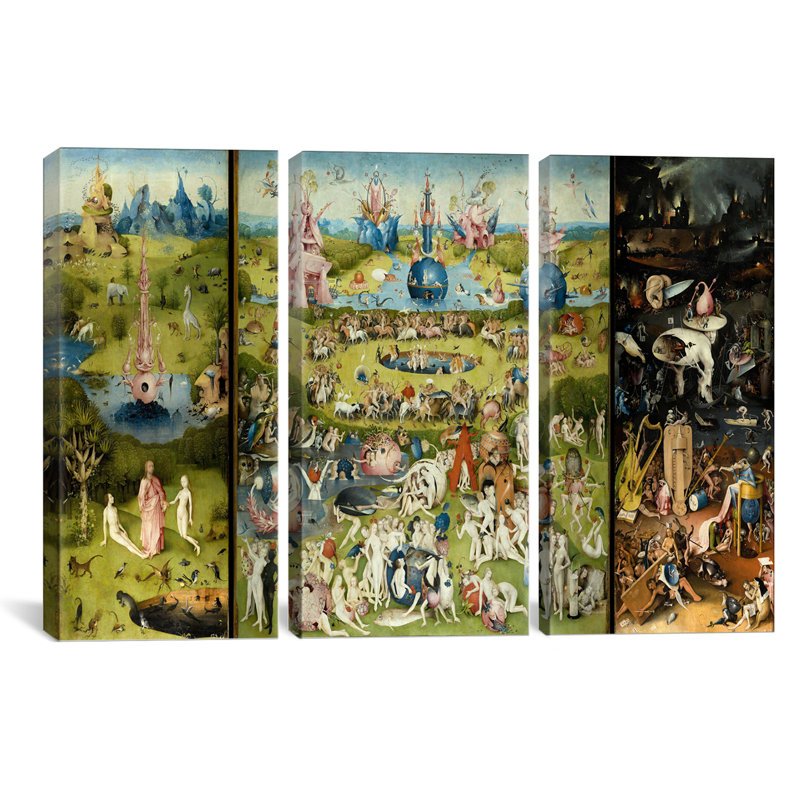 Hieronymus Bosch The Garden of Earthly Delight 3 Piece Painting Print on Wrapped Canvas Set, 60" H x 90" W x 1.5" D
