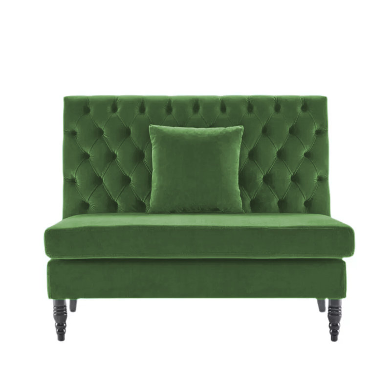 Banc rembourré en velours, Vert, 55 po de largeur