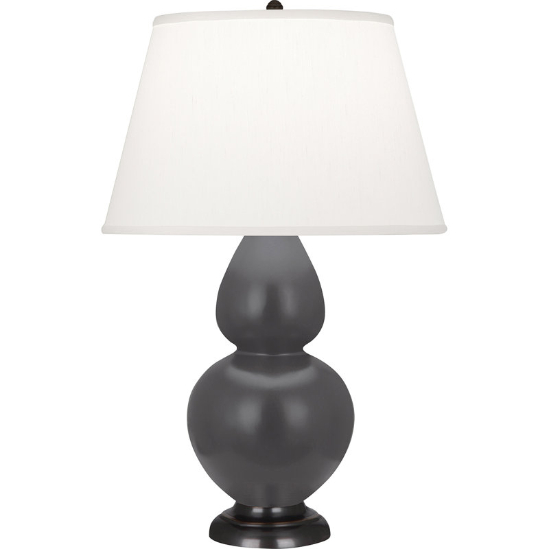 Double Gourd Table Lamp, White , Matte Midnight Blue/Deep Patina Bronze