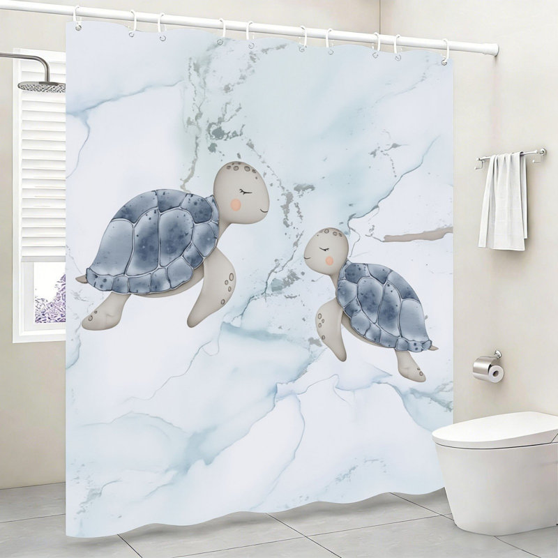 Rideau de douche doux en aquarelle bleu marbré 72 po x 72 po