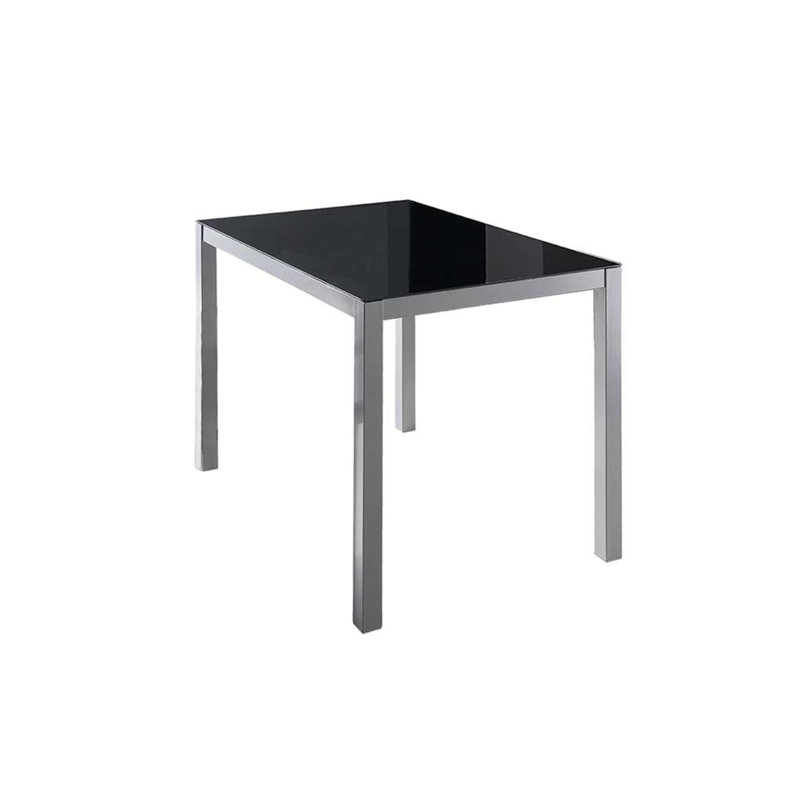 Genea Glass Top Metal Base Dining Table, Black