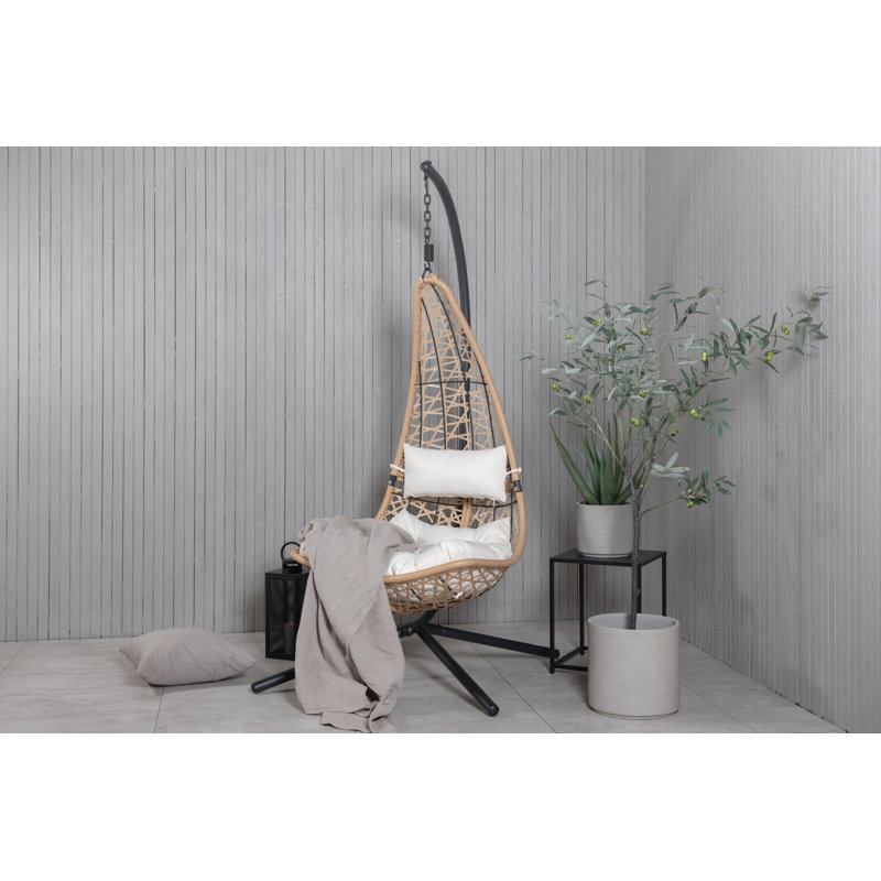 Bramley Swing Chair with Stand, Brown, White