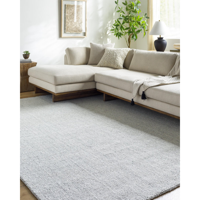 Rectangle tissé à la main recyclé P.E.T. Tapis gris, Rectangle de 10 pi x 14 pi