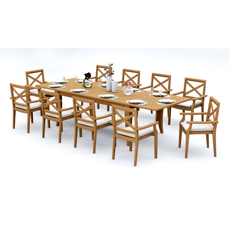 Ensemble repas extérieur rectangulaire Damarrea, 10