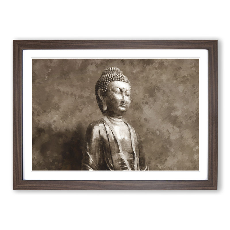 Buddha Statue Vol.3 - Picture Frame Painting, 48cm H x 65cm W x 2cm D, Walnut