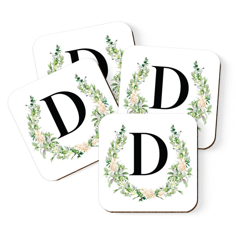 Verre à café sous-verre de jardin monogramme initiale B, D