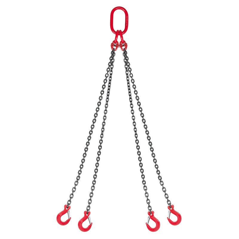 Sangle à chaîne, chaînes de levage de 1/4 po x 5 pi avec 4 crochets à griffes, sangle de levage robuste en acier allié G80, capacité de 6 600 lb, palans à chaîne réglables pour le remorquage de la cargaison