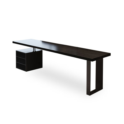 Retro Black Rectangular Solid Wood with 3 drawers desk