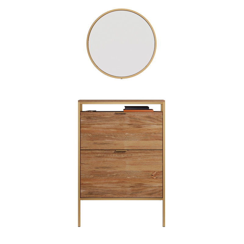Wall-Mounted Shoe Cabinet With Mirror