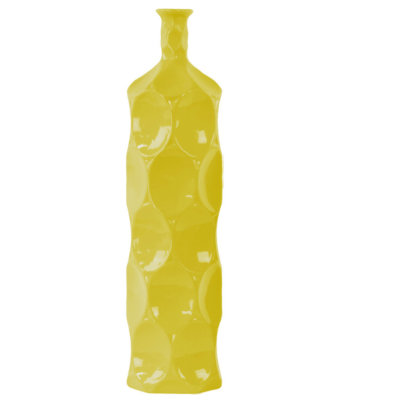 Ceramic Vase Gloss Finish Yellow , 22" H x 5.5" W x 5.5" D, Yellow