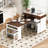 Extendable Dining Table with Extra-Long Folding Top, Rolling Kitchen Island with Drawers, Power Outlet and Brake lock, Storage Cabinet for Kitchen and Dining Room (Walnut + Creamy White)-1395282970
