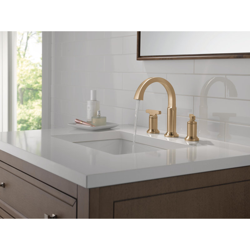Tetra 3-Hole Widespread Bathroom Faucet, 2-Handle Bathroom Sink Faucet with Drain Assembly, Champagne Bronze