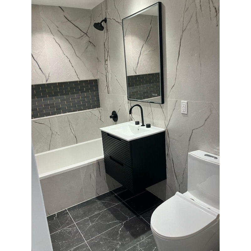 Moncler 40'' Single Bathroom Vanity with Ceramic Top, Black