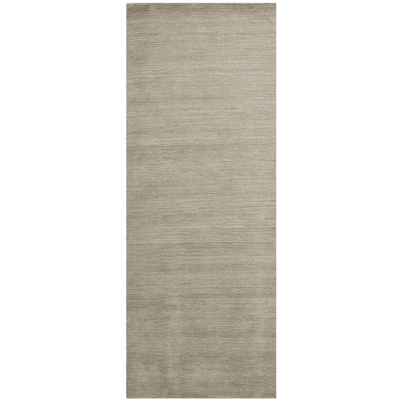 Southbury Hand Loomed Wool/Cotton Solid Color Rug in Gray, Runner 2'3" x 8'