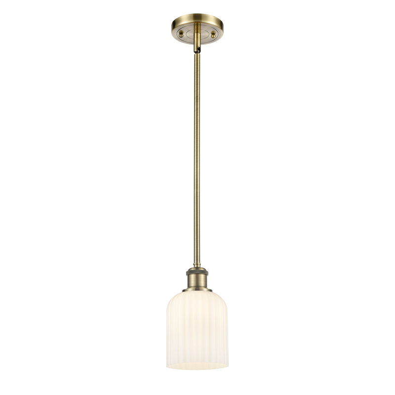 Luminaire suspendu 5 lumières Ballston Addeline, Laiton antique, Blanc brillant