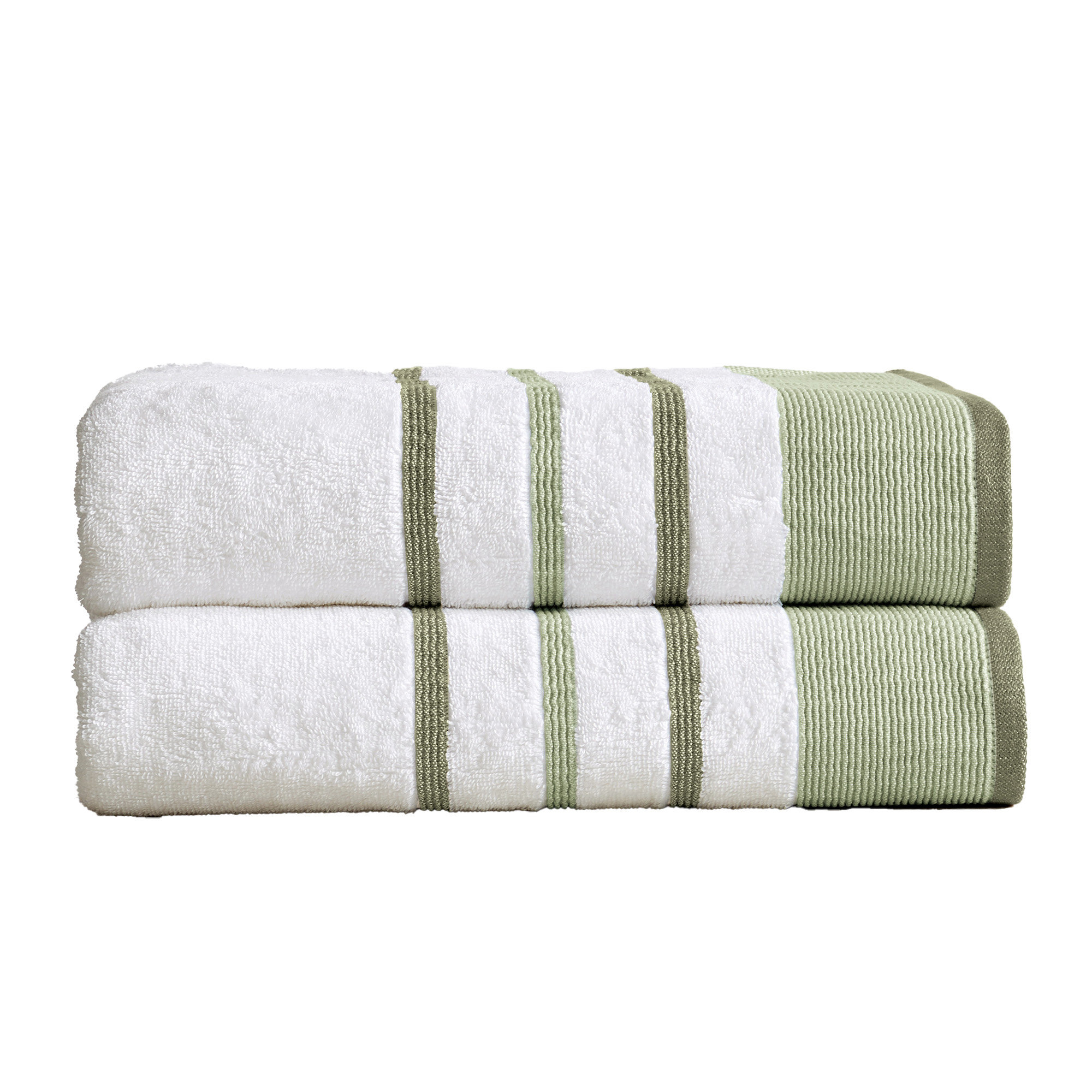 Deanthony Luxury Cotton Decorative, Desert Sage Green/Moss Green, Bath Sheets - 2 Pack