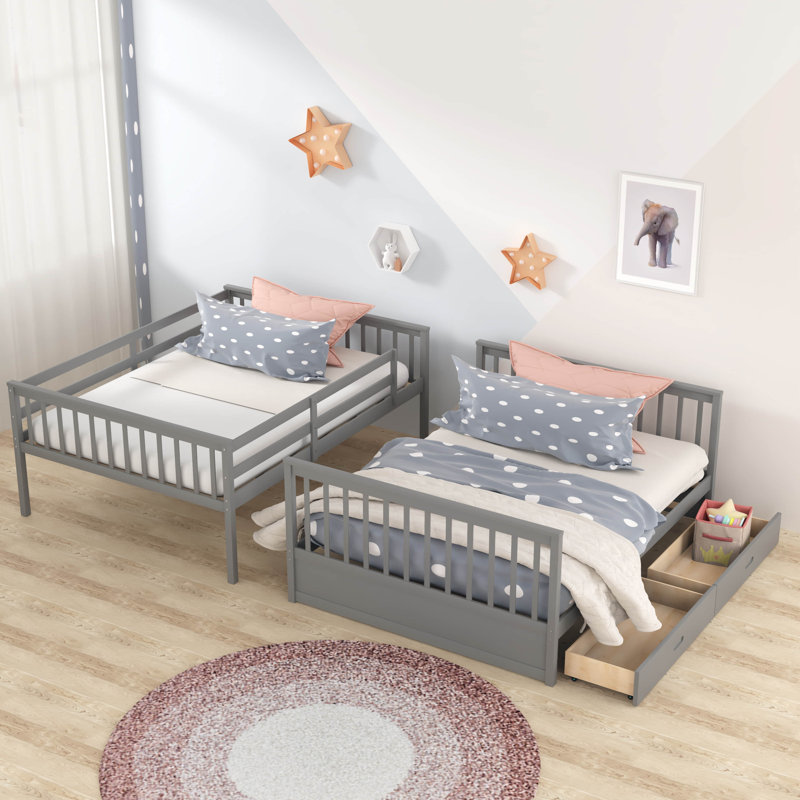 Lit Erlene par Harriet Bee, Gris, Lit superposé double sur double