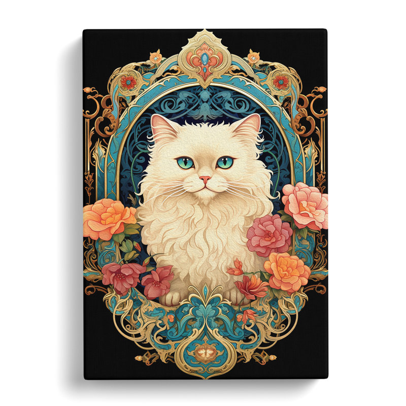 Persian Cat Nouveau - Wrapped Canvas, 60cm H x 40cm W x 3cm D