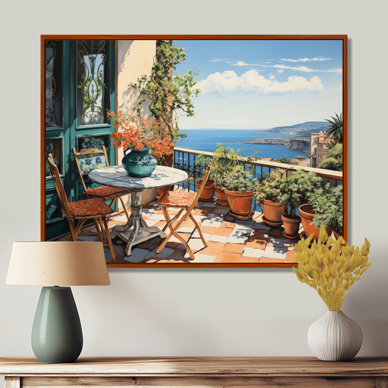 La Dolce, côte italienne I - Italie, art encadré, H 30 po x l 40 po x P 1,5 po, Cadre flottant brun