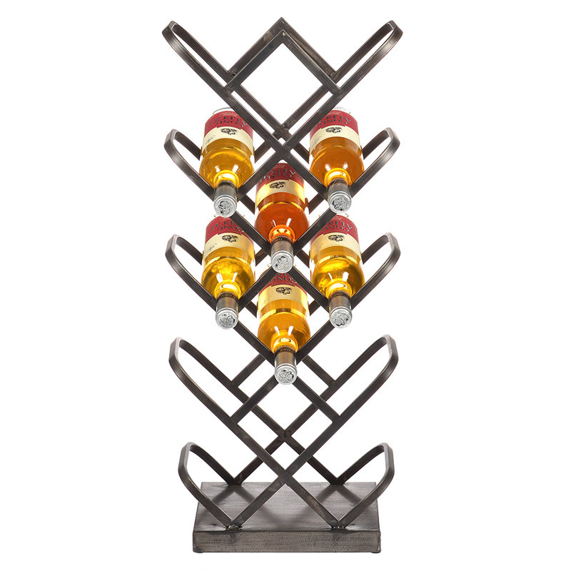 Itzary 14 Bottle Floor Wine Bottle Rack in Black