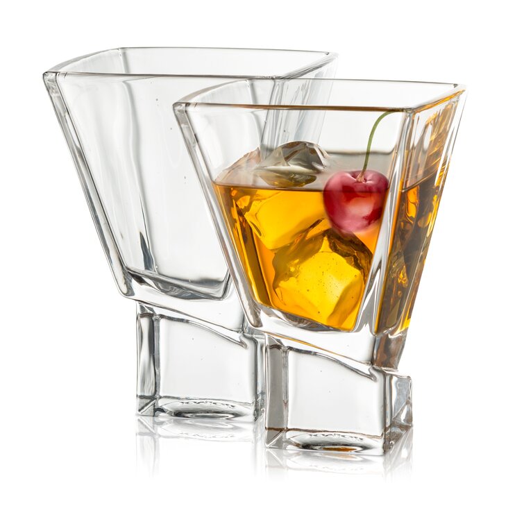 JoyJolt Lacey Double Wall Whiskey Glasses Set of 2 - Clear