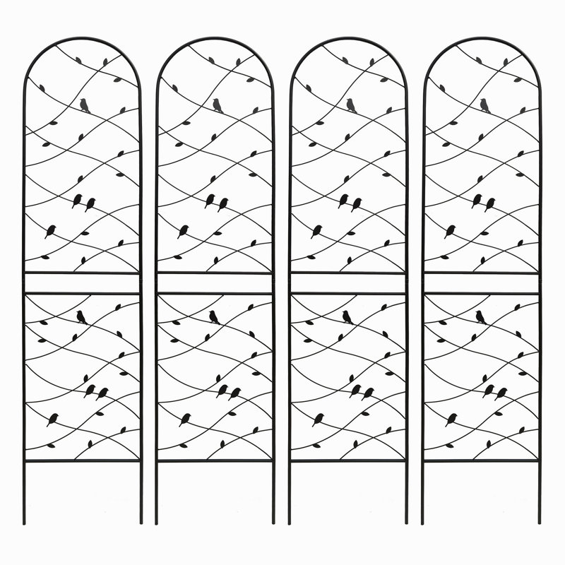 Ensemble de 4 treillis de jardin en métal 86,7 "x 19,7" antirouille pour plantes grimpantes