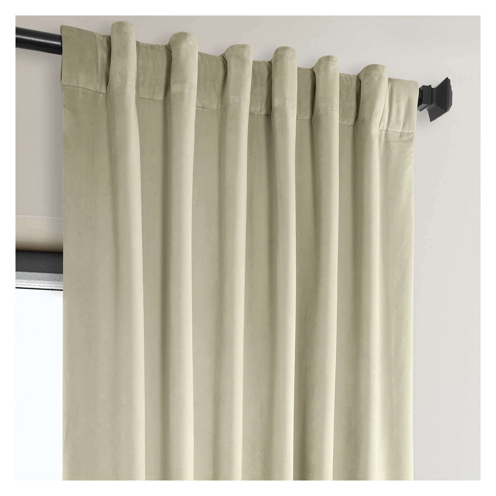 Loria Plush Velvet 100% Blackout Curtains For Bedroom, Living Room - Single Panel, Angora Beige, 50" W x 96" L