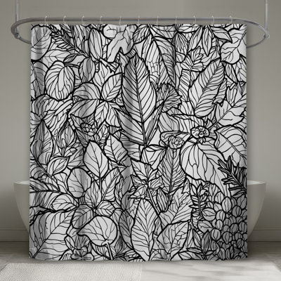 Rideaux de douche détaillés à feuilles détaillées