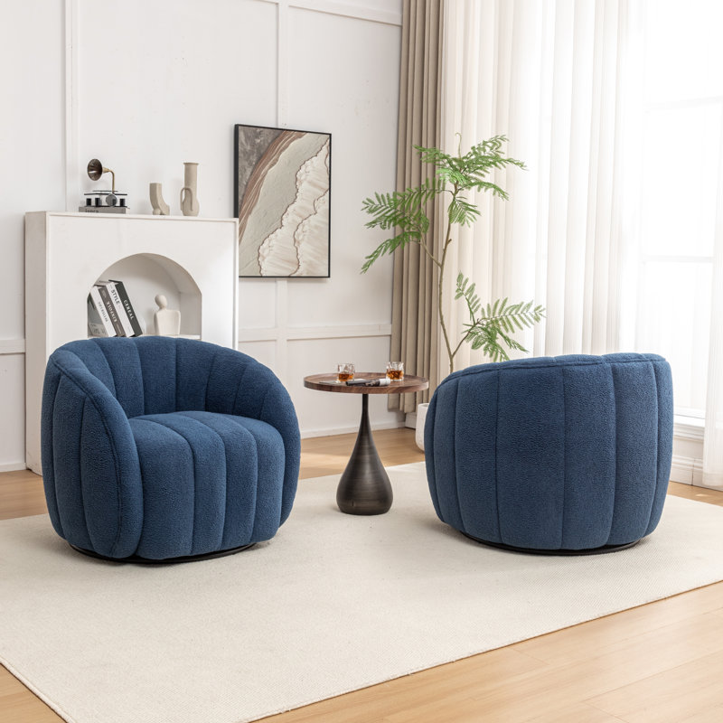 Fauteuil demi-tonneau pivotant Bennett, Mélange de polyester bleu marine
